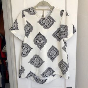 Madewell Crepe Black & White Pattern Top